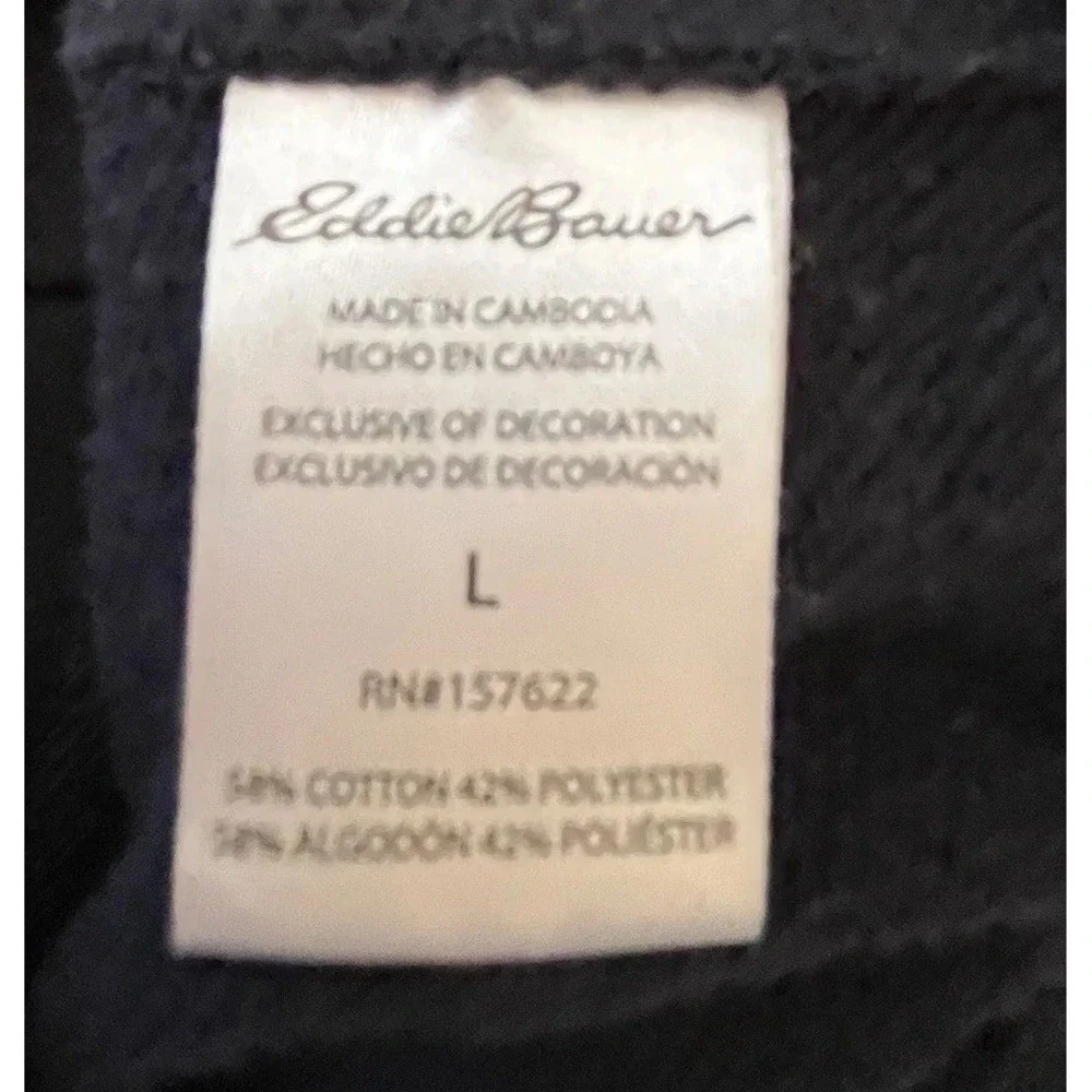 Eddie Bauer Lounge Mens Large Navy Blue Cotton‎ Blend Fleece Jogger Sweatpants